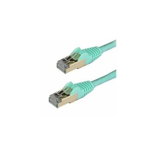 StarTech Cordon de raccordement CAT6a [1,5 m] sans crochet - Câble patch RJ45 - Turquoise (Cable - Aqua CAT6a Cable 1.5 m) -