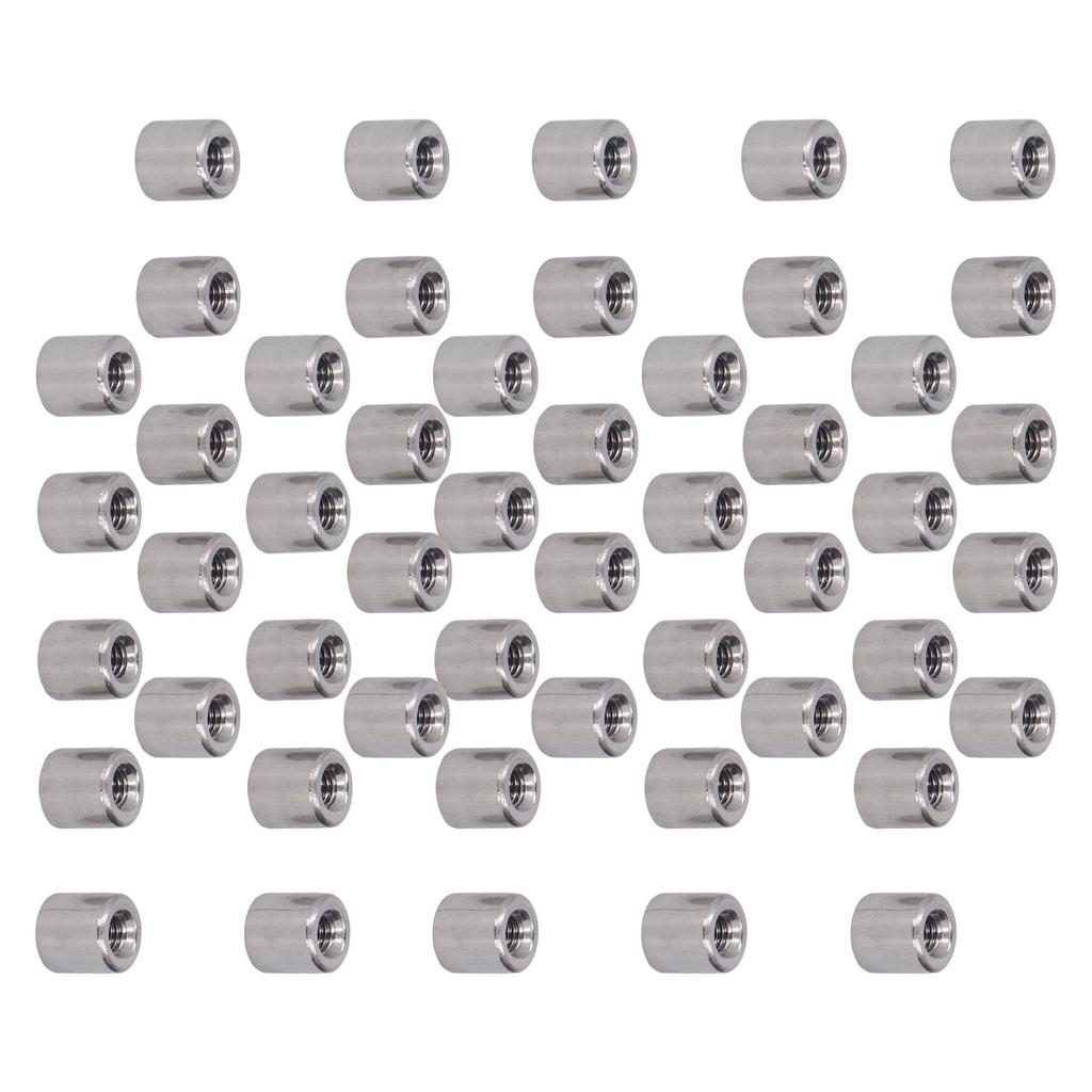 50Pcs Coupling Nut Round M4 Stainless Steel Rod Connector Nut Female Thread Fastener