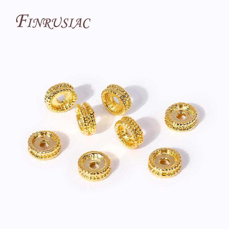7X3MM 18K Gold Plated Round Wheel Shape Spacer Beads Metal Beads Jewelry Making Supplies DIY Bracelet Accessories