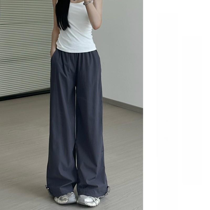 Womens Cargo Pants Summer Thin High Waist Wide Leg With Pockets For Casual Streetwear