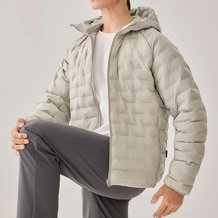 Skechers Windproof Water-Repellent Warm Woven Durable Sports Outdoor Casual Commuter Hooded Jacket Men jackets Light-Gray Brown P425M178-021B