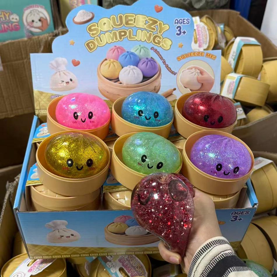 Glitter Dumpling Glitter Dumpling Squishy with Box Dumplings Sensory Squeeze Toy Blind Box for Stress Relief