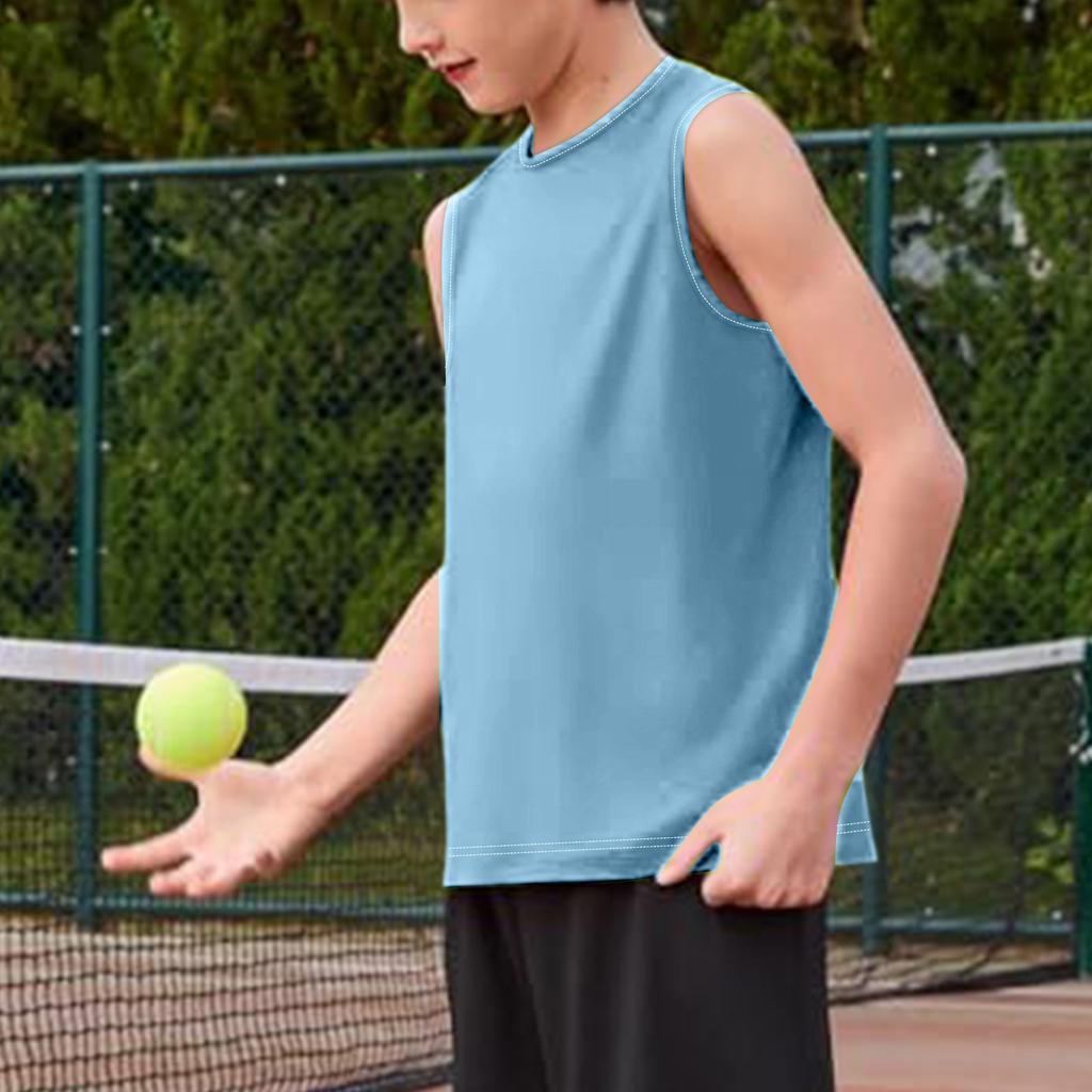 Ärmelloses Rundhals-Tanktop für Jungen Klassische Passform Jugend Basic Einfarbig Unterhemd Weiches Baumwollmaterial Bequem zu tragen