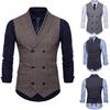 CoolJacket Herre Dress Vest Jakke Dobbel Breasted Ruter Vest Formell Business Party Overdeler Rutet Gilet