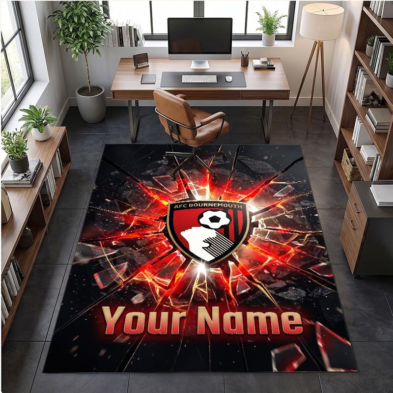 Crystal Velvet Rug Bournemouth Football Print Custom Name Text Floor Mat Home Decor