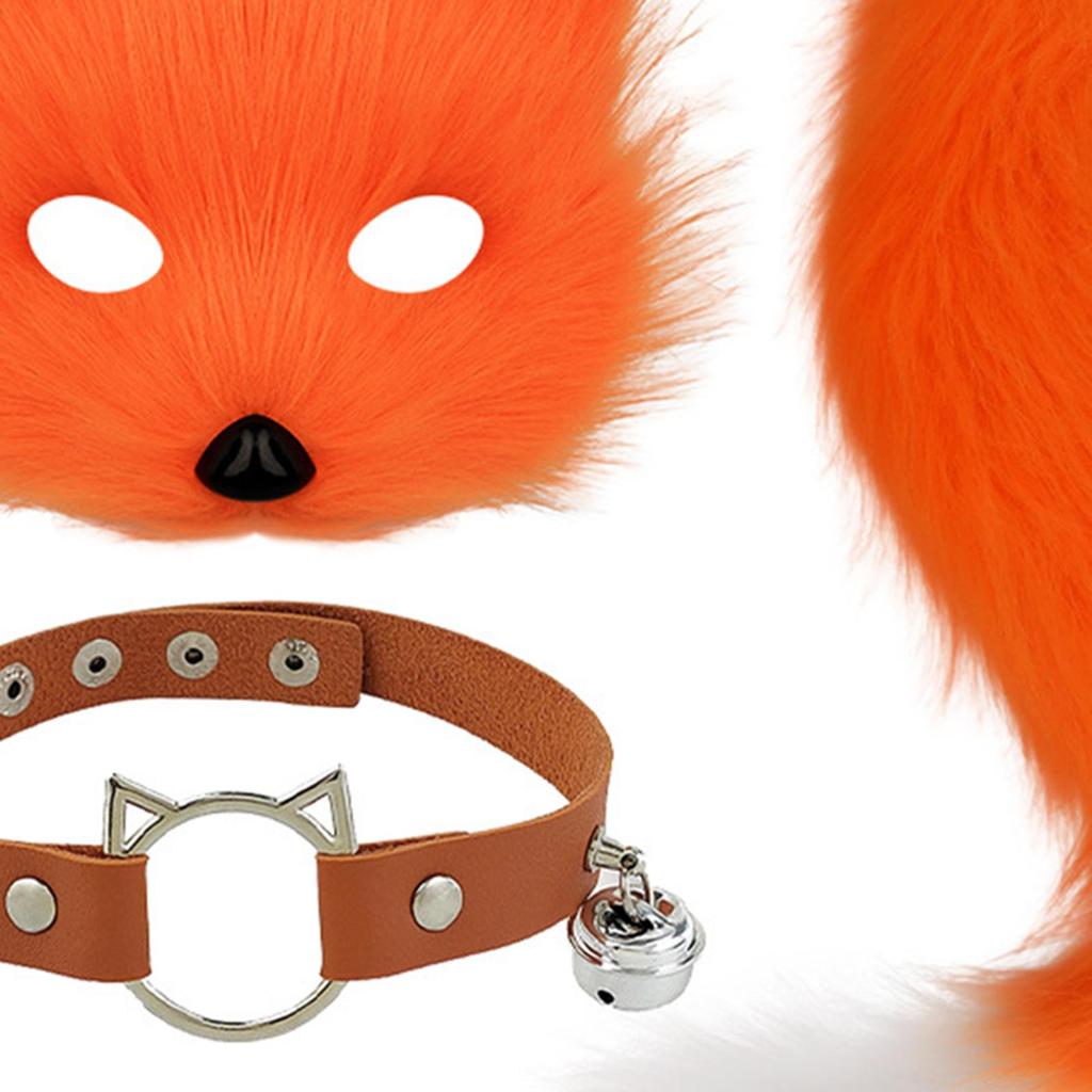 Therian Mask and Tail Cute Fancy Dress Faux Face Mask Cosplay Props for Prom Stage Performance Role Party Favor