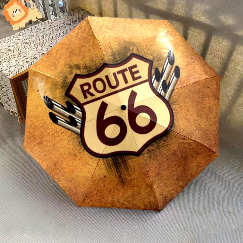 

1 шт. Зонт Route 66 Портативный складной зонт Железный каркас Структура с отверстиями для спиц Уличный домашний зонт A3 разноцветный