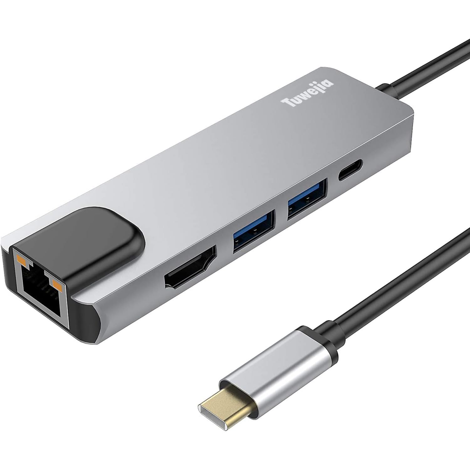

USB тип C HDMI LAN концентратор тип C адаптер-конвертор 5в1 Tuwejia разрешение 4K HDMI выход 1 Гбит/с Ethernet LAN порт передачи данных высокоскоростной PD