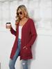 Autumn and Winter New Pit Stripes Long-sleeved Pockets Casual Solid Color Cardigan Jacket Long Cardigan Women Tops Kawaii Sweater