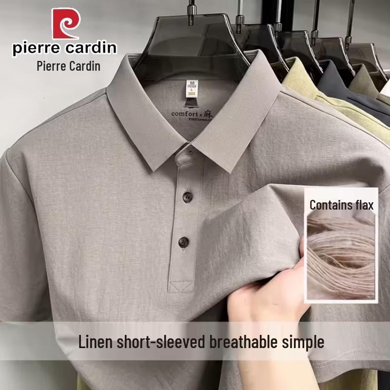 Pierre Cardin Men s Linen Blend Short Sleeve Polo T-Shirt L