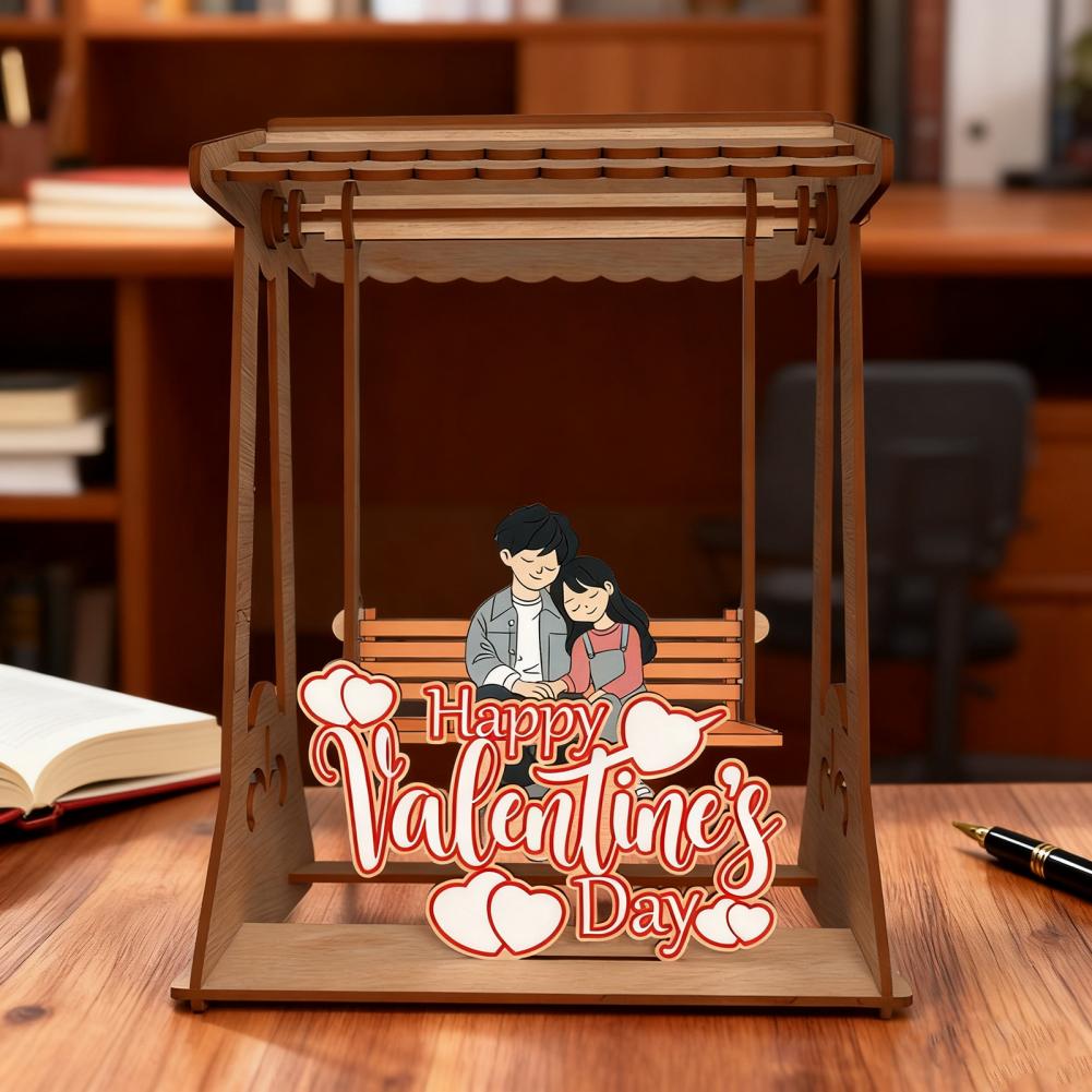 Valentine’s Day Wood Decoration Rustic Swing Chair Couple Ornament Handmade Farmhouse Table Sign Valentine's Day Anniversary