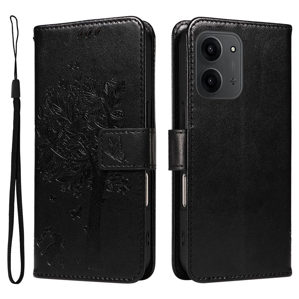 For Xiaomi Redmi 15C 4G (171mm) Phone Case with Stand Cat Tree Pattern Leather Wallet Mobile Cover