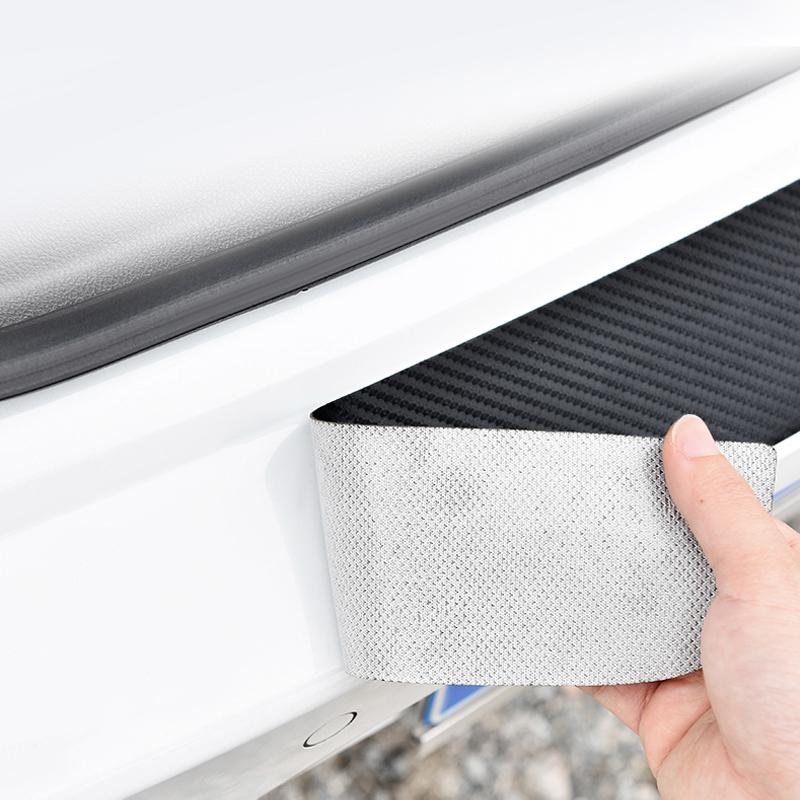 1Pcs Car Carbon Fiber Rear Bumper Trunk Protection Stickers For Volkswagen VW Scirocco GOLF MK6 Polo Tiguan CC PASSAT GTI R Line