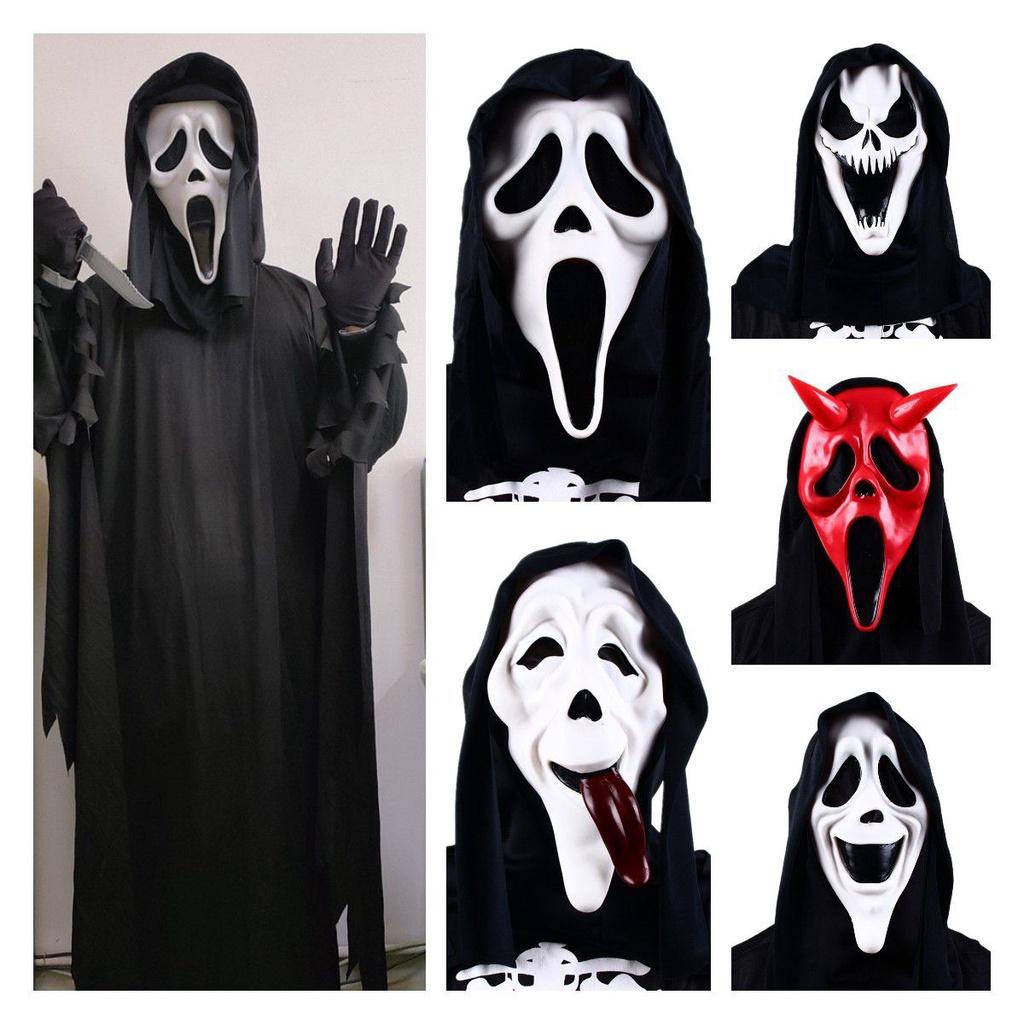 Suit Scream Adult Mask Ghost Face Cosplay Halloween Dress Party Decor Accessory