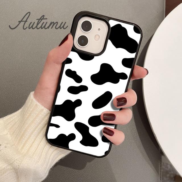 Floral Cow Phone Case for iPhone 11 12 13 14 Pro Max Mini X XR XS SE 2020 5 6S 7 8 Plus Samsung Galaxy S21 S22 Cover Shell