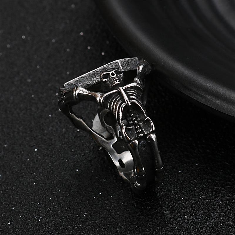 Vintage Gothic Stainless Steel Jewelry, Punk Style Vampire Coffin Ring, Titanium Steel Epoxy Men'S Ring