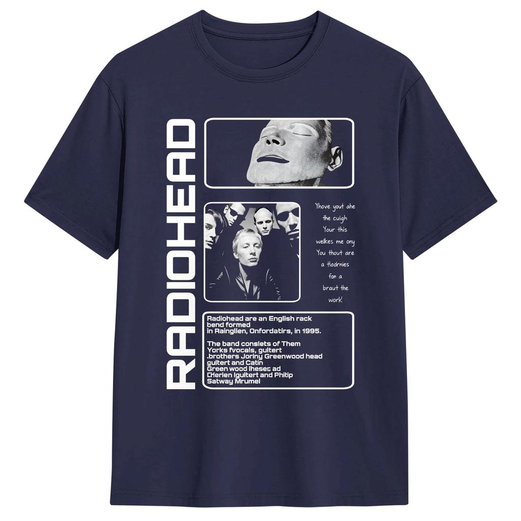 Mens TShirts Radiohead Band Vintage 100 Cotton Tees Short Sleeve T Shirt Round Collar Clothes Plus Size
