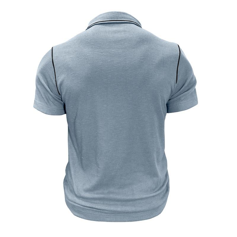 Mens Plus Size Fashion Turn Down Collar Short Sleeve Pocket Polo Shirt