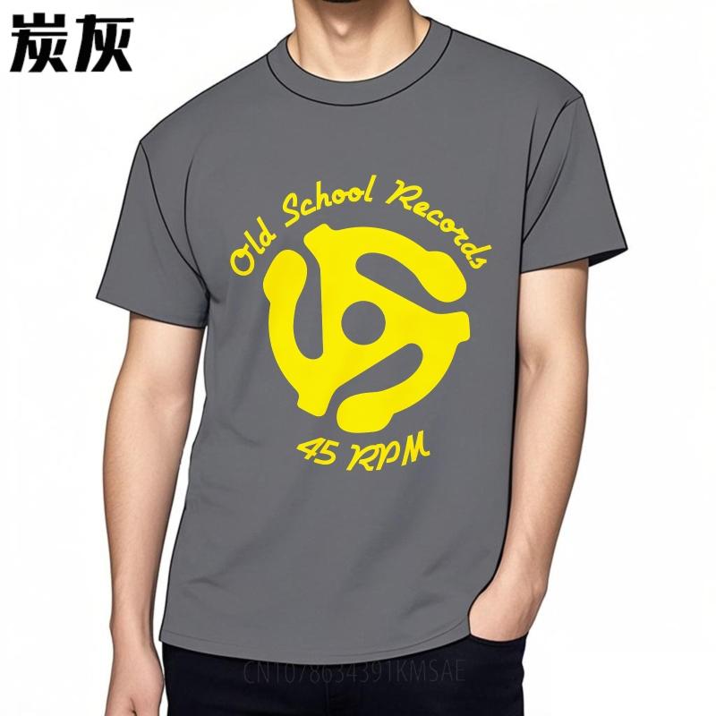 Men Cotton Tshirt Big Size Summer For Man Tshirt Old School Records 45 Rpm Logo Short Sleeve Workout Round Neck Top Tees