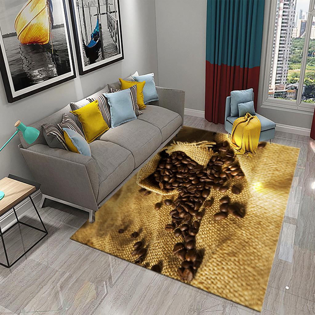 3D Print Coffee Breakfast Theme Carpet Creative Carpet Rug Living Room Bedroom Decor Kitchen Bathroom Non Slip Floor Mat Gifts
