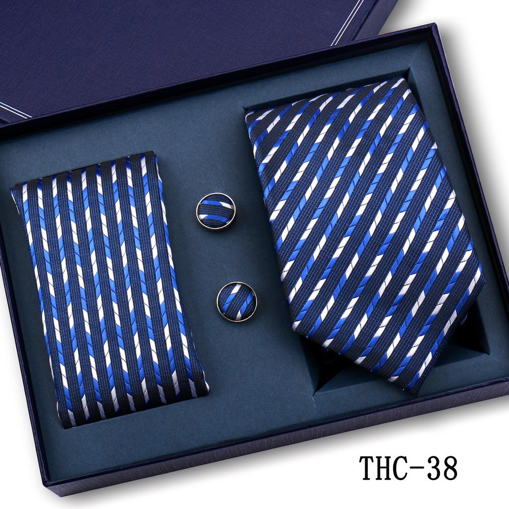 Men'S Business Tie Pocket Square Scarf Gift Box Set Formal Wedding Professional Shirt Trendy Tie Worker