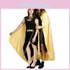 Enchanting Egyptian Pharaoh Queen Outfit Featuring Luxurious Golden Cloak For Festive Occasions
