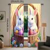 Vintage Rabbit Print Curtains Modern Style Living Room Bedroom Kitchen Easter Decor Many Other Occasions Curtain Set Of 2 Elegant Made Polyester