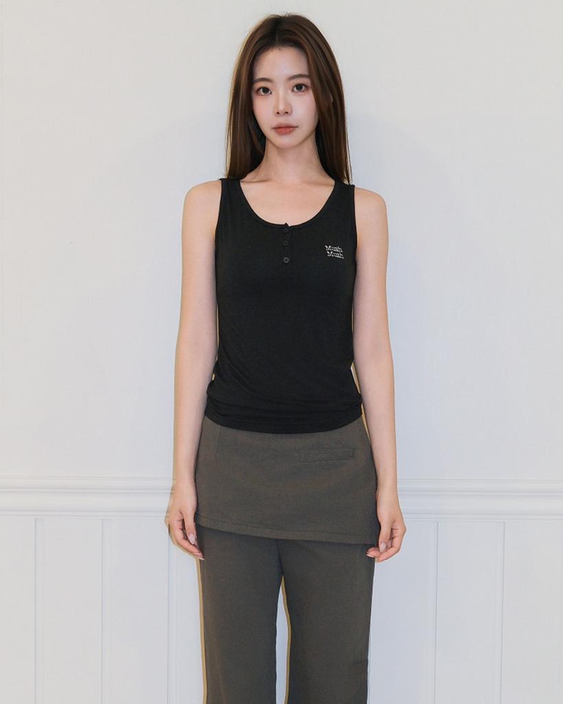 MUAHMUAH Slim Henley Neck Sleeveless [Black]