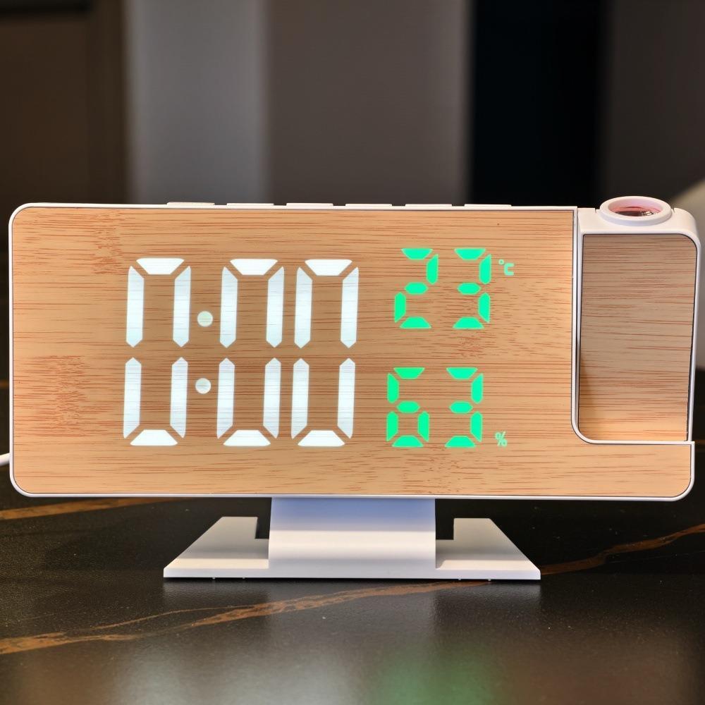Temperature Humidity LED Projector Clock Large Screen LED Electronic Clock  Tabletop Decoration белый