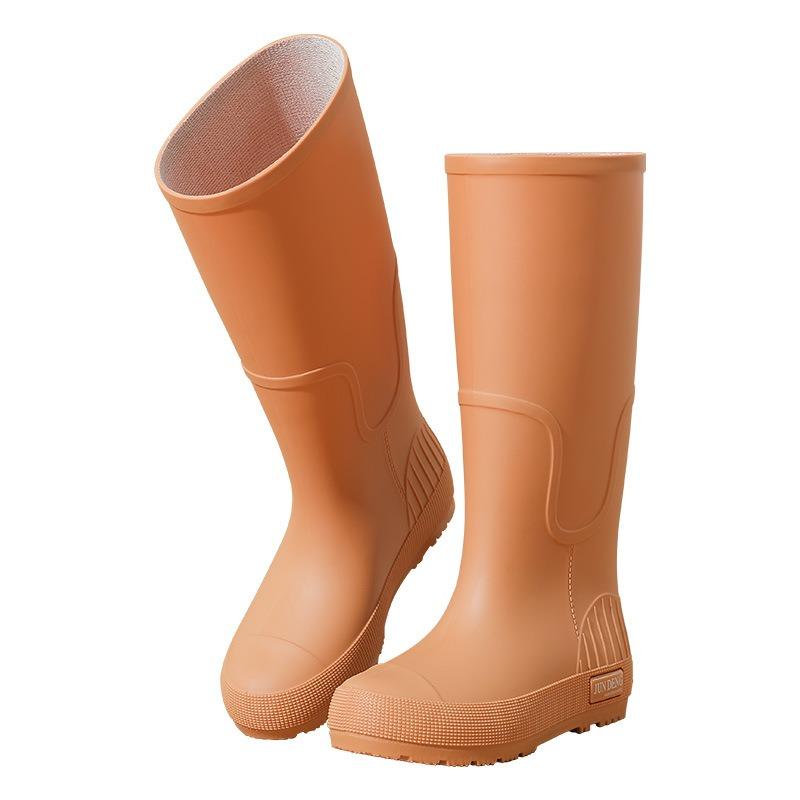 Spring and Autumn Khaki Brown Tall Women's Rain Shoes Versatile Women's Rubber Shoes Waterproof Shoes Red Long Water Boots Rainy Day Travel Shoes