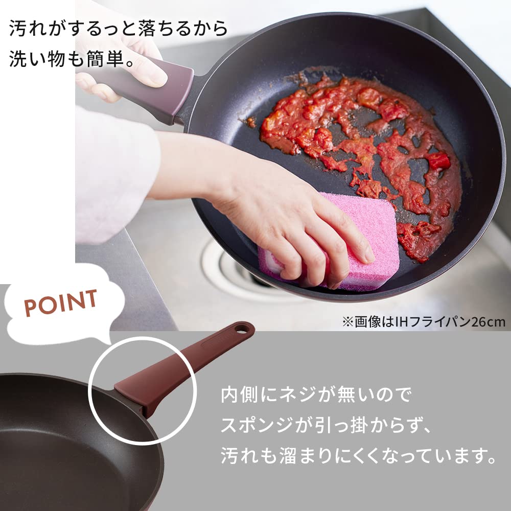 IRIS OHYAMA Diamond Coated Frying Pan, 28cm, Gas/IH Compatible, Lightweight, Metallic, Easy-to-Clean Design, Non-Slip Handle, DCF-I28, Ruby Red