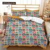 Bohemian Duvet Cover Set 3 Pieces Trellis Striped Ethnic Boho Vintage Quilt King Queen For Boy Girls Teens Polyester Bedding Set