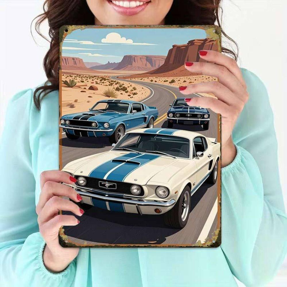 Vintage Metal Car Sign Decor Gift For Auto Lovers Garage Wall Art