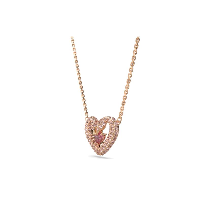 Swarovski Sublima necklace with heart charm for women, rose gold plated 5662874