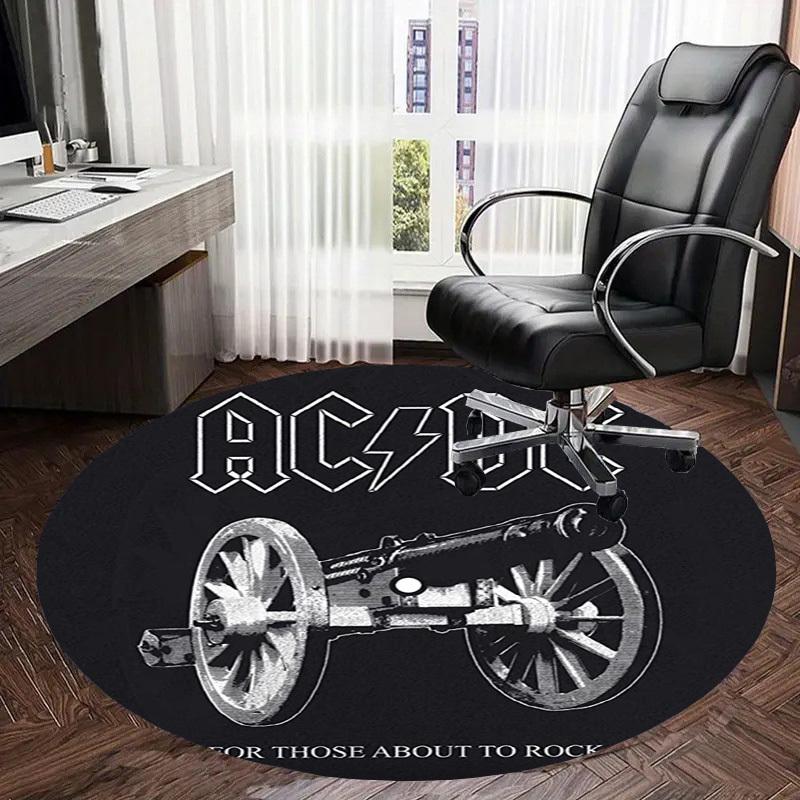 1pz CA/CC, Rock Band, Logo, Cannone, Tappeto Rotondo Musicale, Realizzato in Poliestere, Perfetto per Decorare Sedie da Ufficio, Soggiorni fplt805