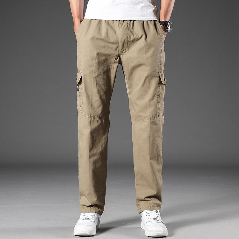 Calças multibolsos M-6XL Tooling masculinas largas plus fat calças casuais tamanho grande outono e inverno fat man velcro calças masculinas