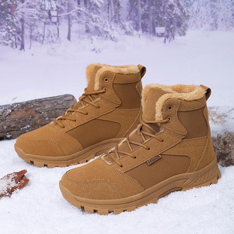 New Large Size Winter Skiing Waterproof Mountaineering Platform Climbing Breathable and Wear-resistant Men's Hiking Shoes
