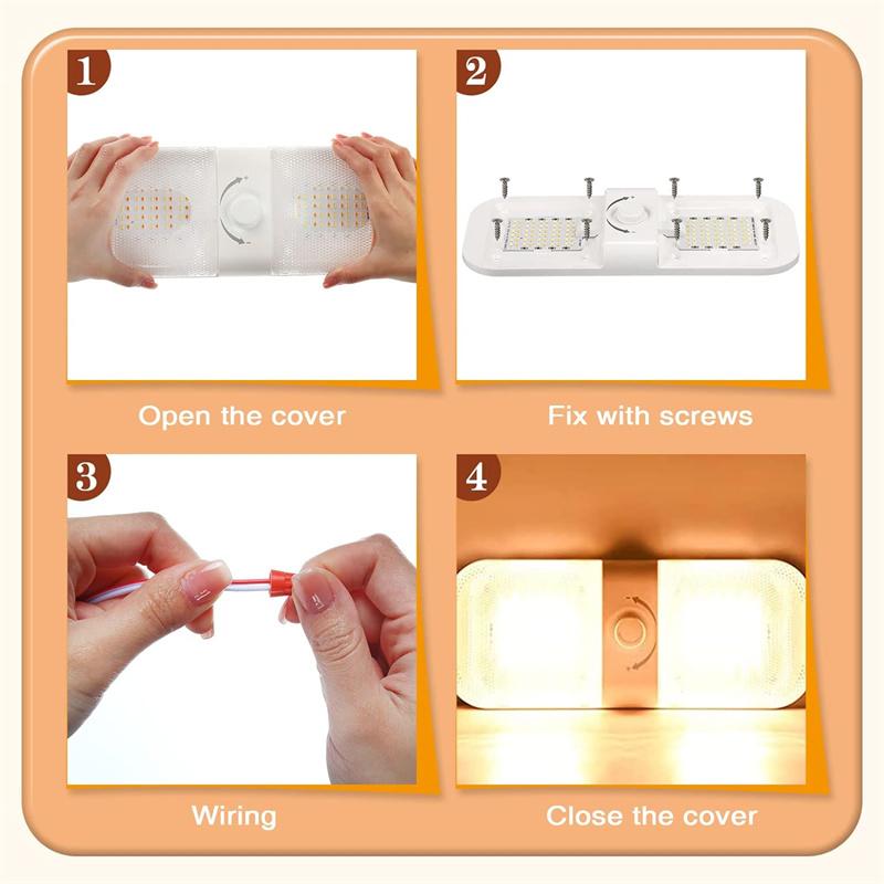 2Pcs 120Led 12-24V Car Interior Light Dome Roof Ceiling Reading Light Cabin Lights For Van Truck Rv Boat Camper Car Interior Lig