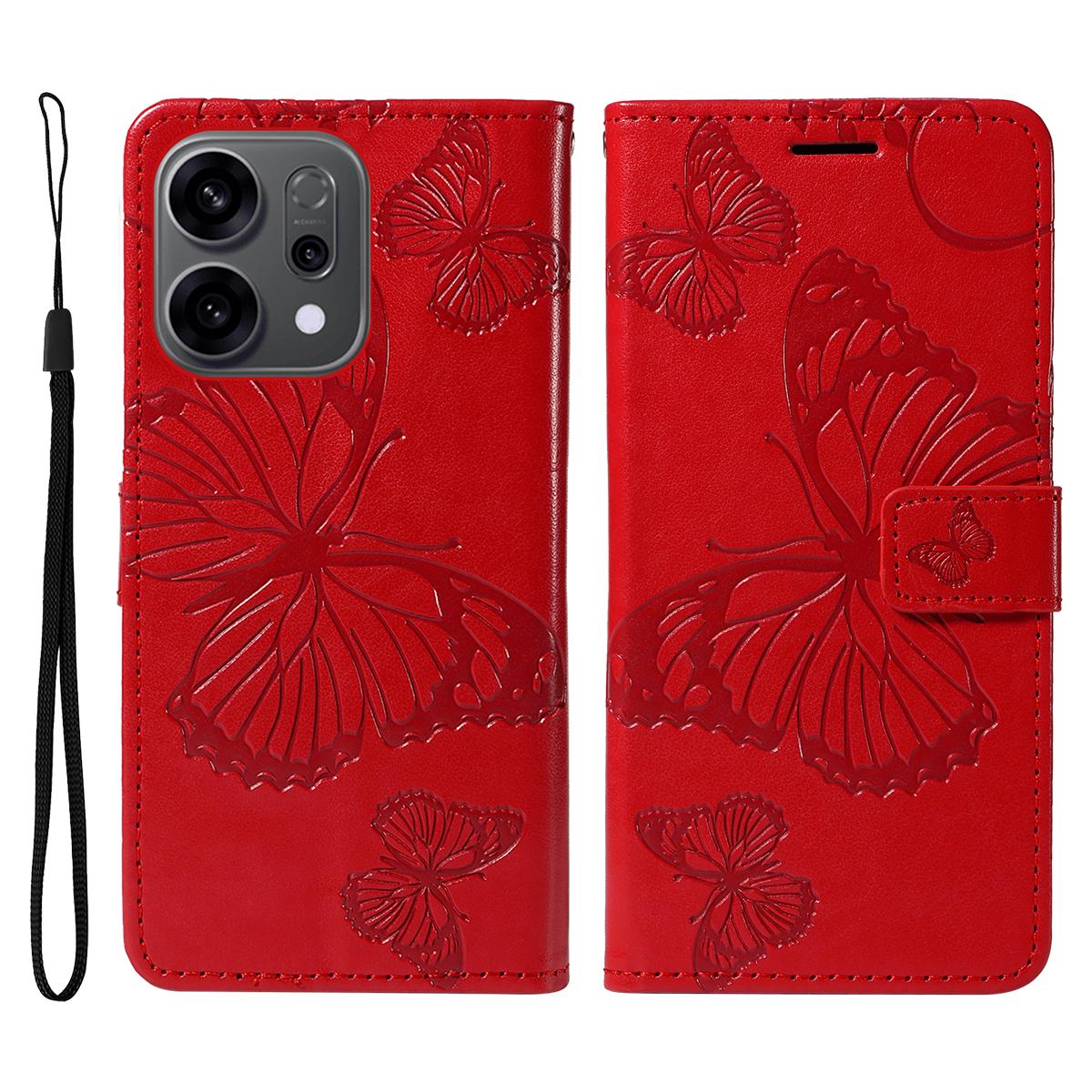 

Для Oppo Reno14 5G (Китай)/Oppo Reno14 F 5G/Oppo Reno14 5G (Глобальний) Чохол-гаманець Шкіряний чохол для телефону з квітковим та метеликовим тисненням, підставка D