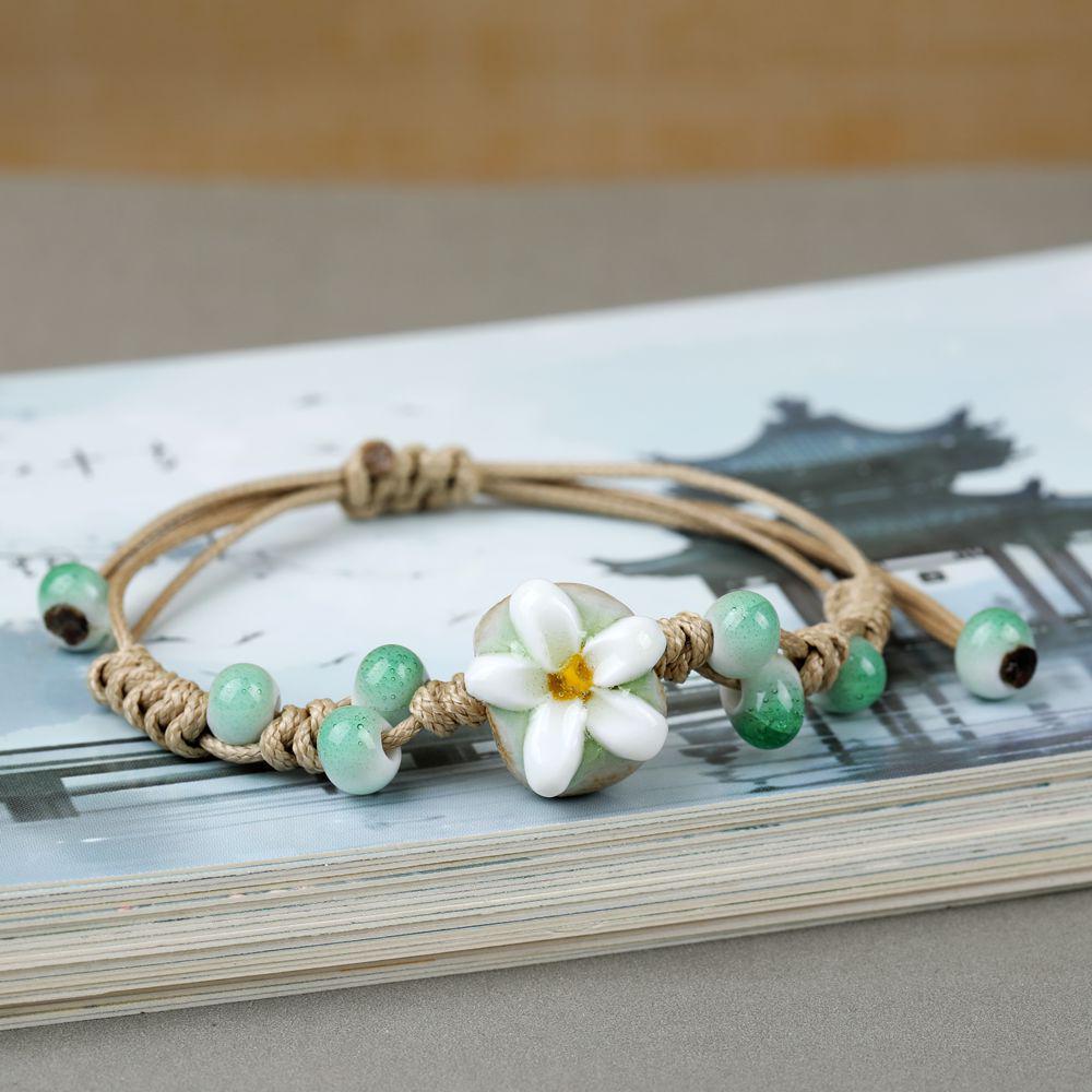 Broken Bridge Ceramic Floral Handmade Bracelet - Women's Fashion Jewelry