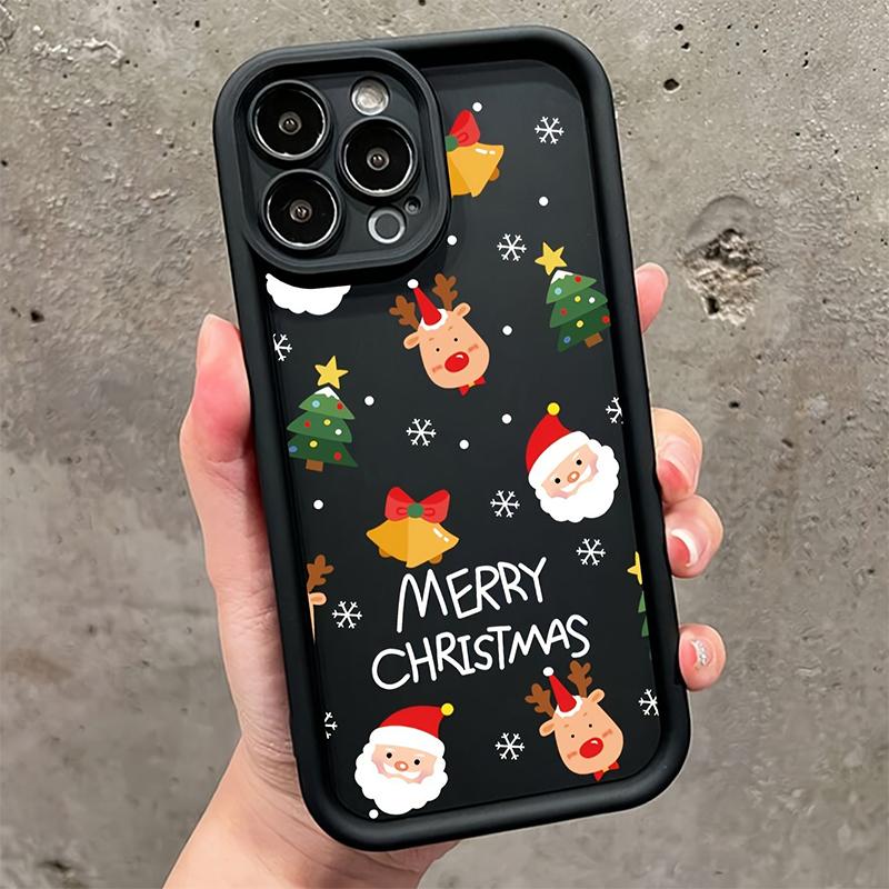 Christmas Tree and Santa Claus Print Phone Case For iPhone 17 16 15 14 13 12 11 Pro Max XS XR 7 8 Plus 16E Shockproof Soft Cover