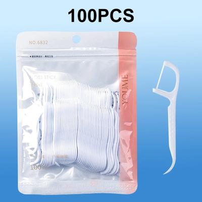 100/300/500 Stück Einweg-Zahnseide-Sticks, Interdentalreinigungslinie, richtige Mundpflege, tragbarer Flosser für das tägliche Leben
