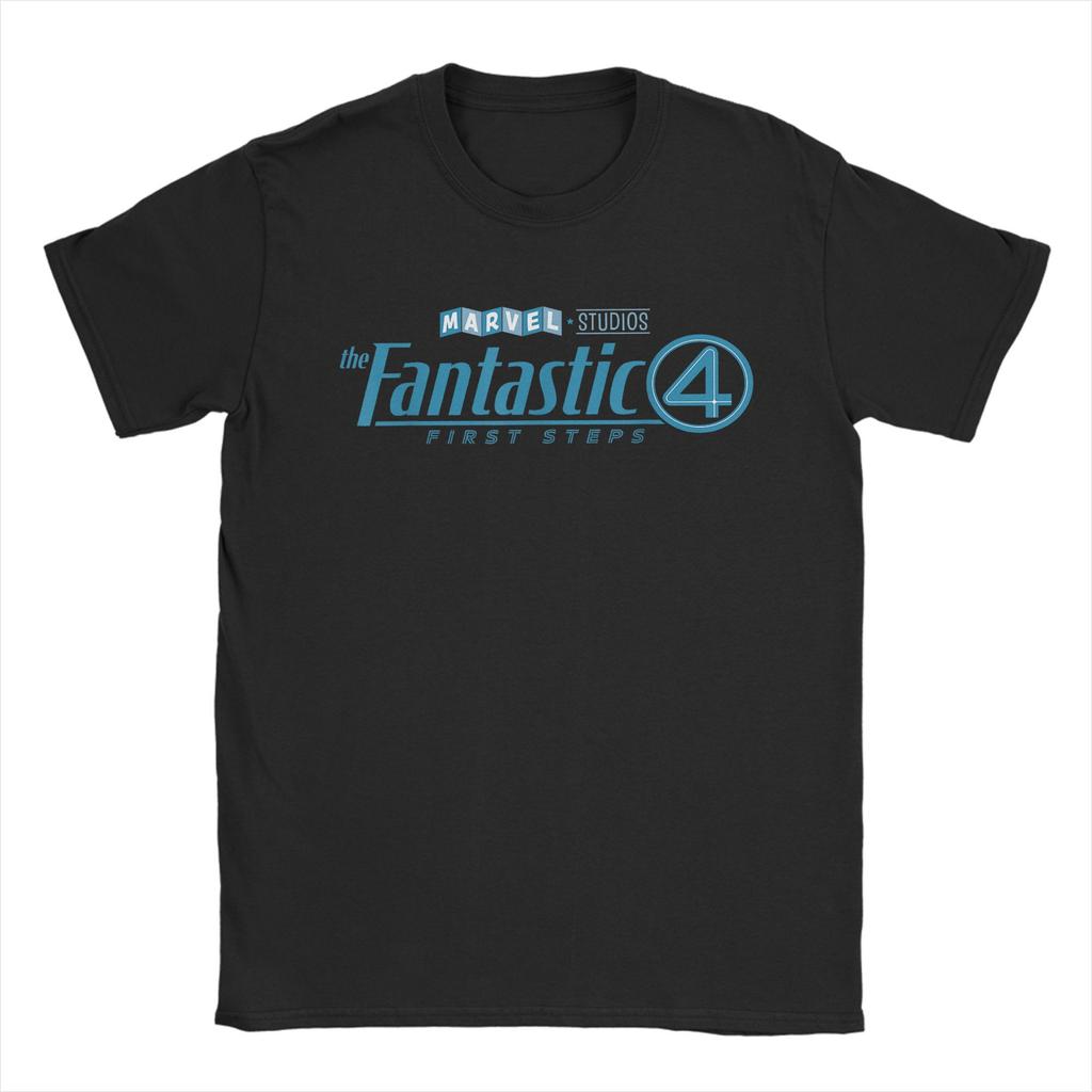 Fantastic Four First Steps Movie Logo T Shirts Mens Women Cotton Casual TShirt O Neck Comics Tees Short Sleeve Tops Plus Size