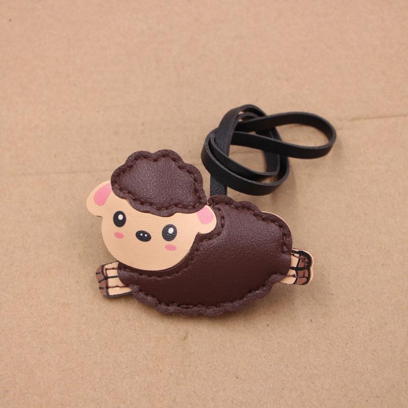Cute Cartoon Sheep Shaped Bag Charm Waterproof PU Leather Pendant for Backpacks Handbags Keys Party Decor Accessory