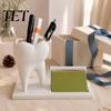 Dentist Office Supplies 3D Printed Tooth Pen Holder with Business Card Holder, 2 In 1 Personalized Gift Teeth Shape Desk Organizer, Desktop