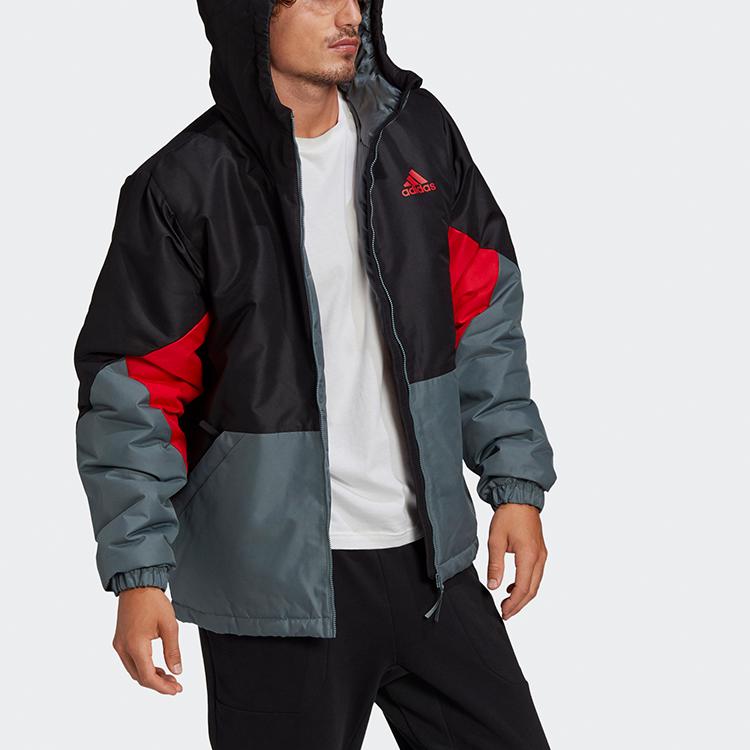 Adidas Casual Sports Warm Hooded Jacket Long Sleeve Coat Men Jackets Red Black GJ8379