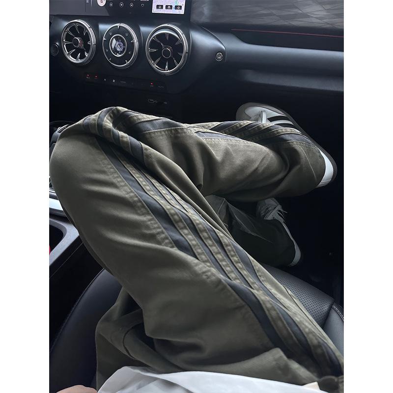 Striped Casual Pants Men's New Summer Loose Work Pants Casual Three-bar Straight Pants