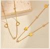 316L Stainless Steel Zirconia Heart Flower Chain Necklace, Women's Thin Link Clavicle Chain Choker,  Fashion Temperament Jewelry