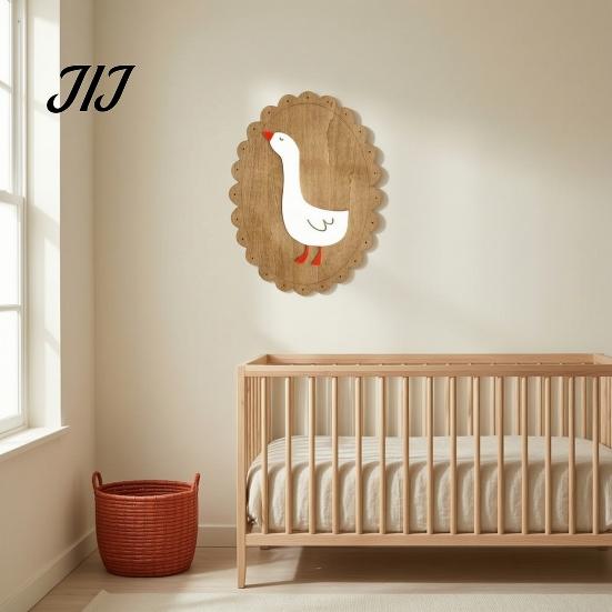 Photography Setting Props Rustic Wooden Wall Stickers, Nordic Rabbit Goose Decor, Cute Forest Animal Decor Art for Kids Bedroom Nursery Prop