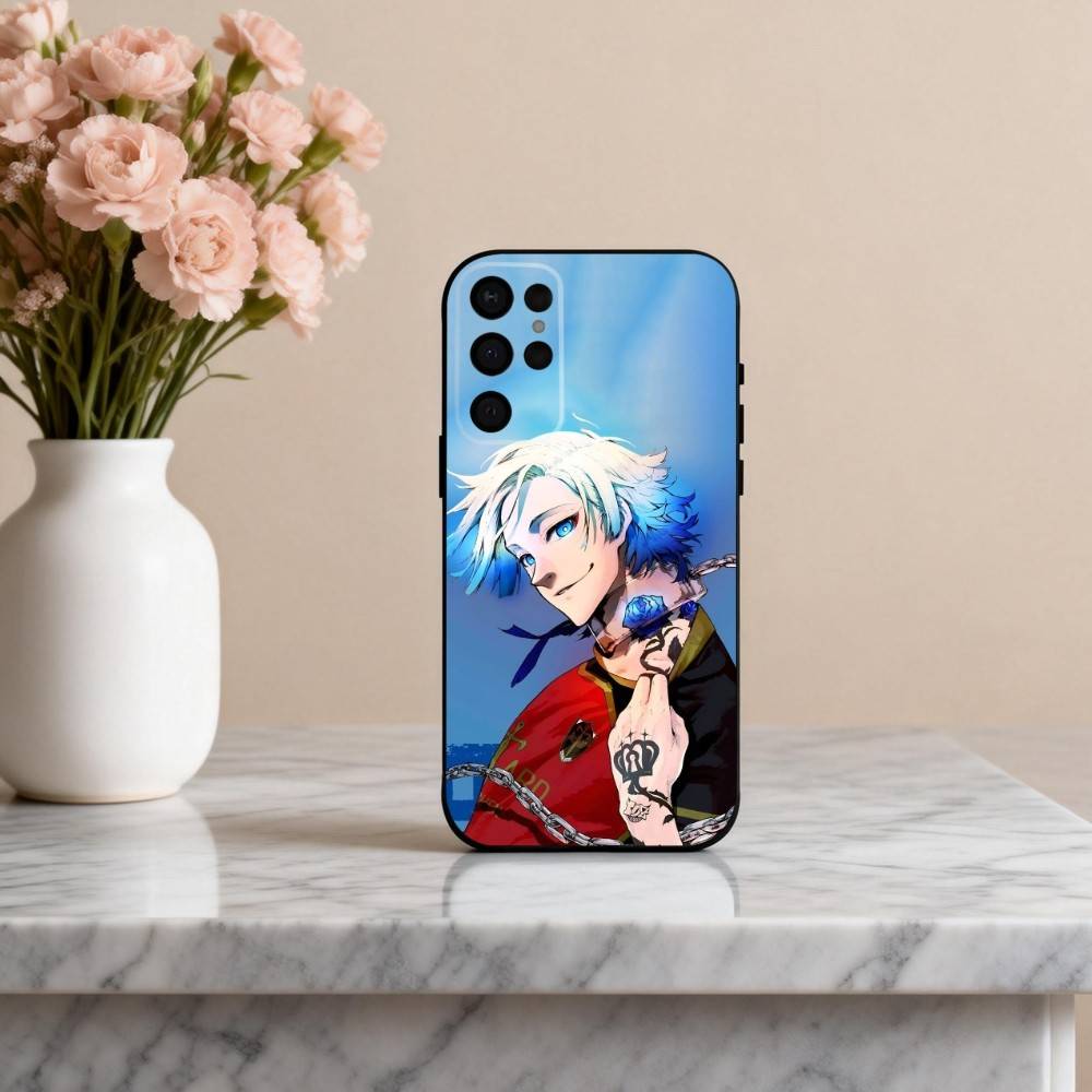 C-Comics B-Blue L-Lock-K  Phone Case For Samsung S25,24,23,22,30,21,10,9,Ultra,Plus,Lite,FE,4,5 G Soft Black Case